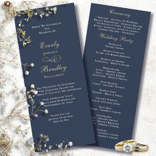 Invitation Simple Contexte Bleu Marine Or Blanc Mariage
