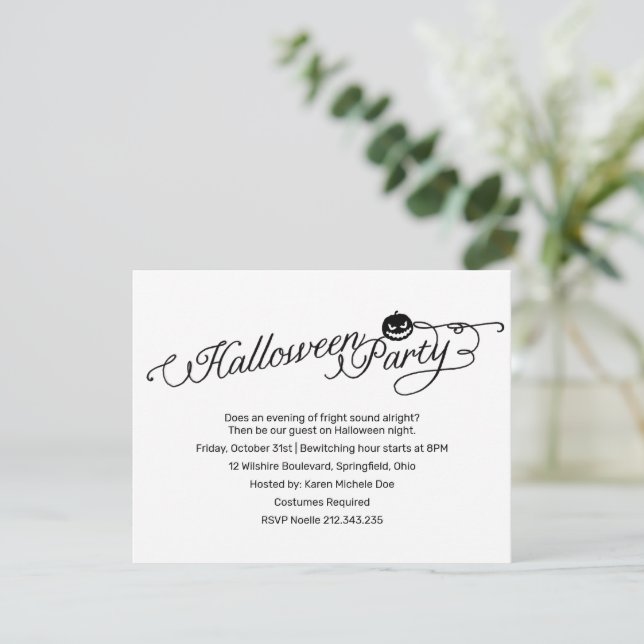 Invitation Simple costume de fête d'Halloween blanc (Debout devant)