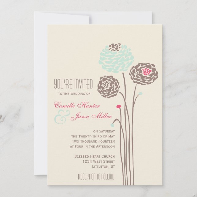 Invitation Simple Dahlia - Rustique Mariage moderne (Devant)