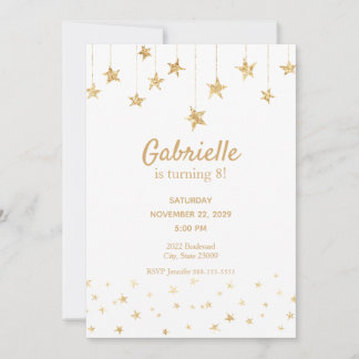 Invitation simple d'Anniversaire de enfant or et b