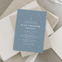 Invitation simple de baptême bleu avec des points 