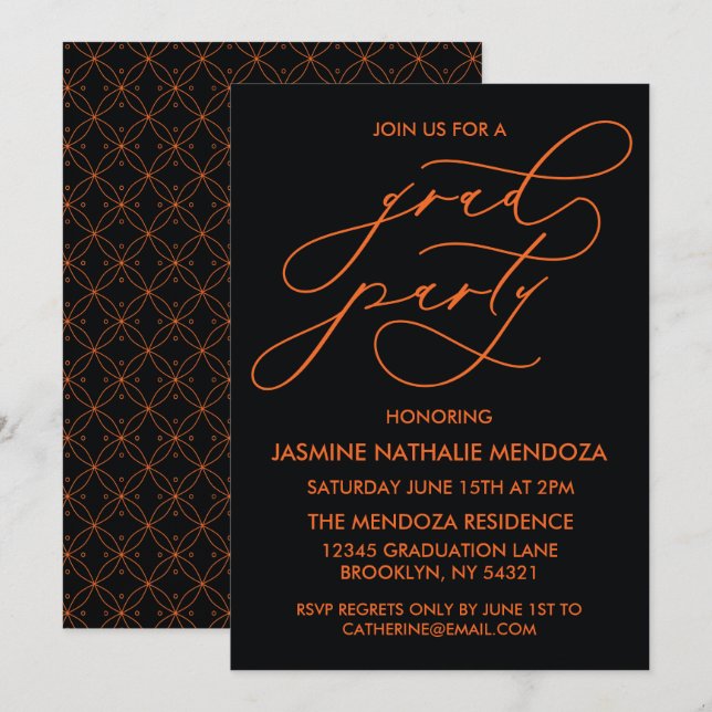 INVITATION SIMPLE DE DIPLÔME DE CALLIGRAPHIE SIMPL (Devant / Derrière)