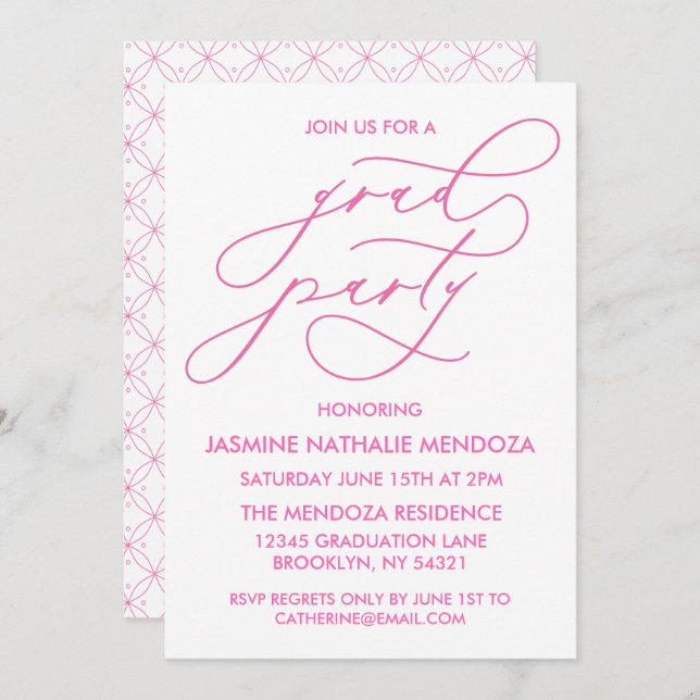 INVITATION SIMPLE DE DIPLÔME DE CALLIGRAPHIE SIMPL (Devant / Derrière)