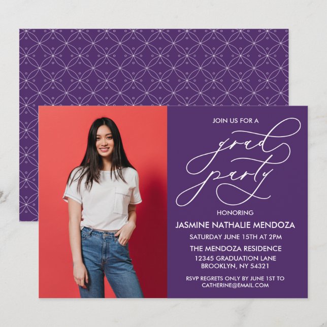 INVITATION SIMPLE DE DIPLÔME DE CALLIGRAPHIE SIMPL (Devant / Derrière)