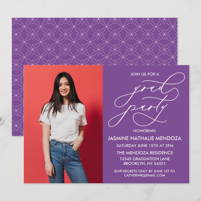 INVITATION SIMPLE DE DIPLÔME DE CALLIGRAPHIE SIMPL (Devant / Derrière)