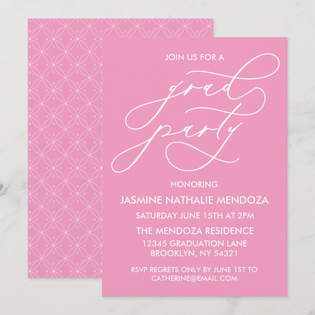 INVITATION SIMPLE DE DIPLÔME DE CALLIGRAPHIE SIMPL (Devant / Derrière)
