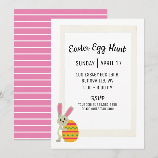 Invitation simple de la chasse aux oeufs de Pâques (Devant / Derrière)