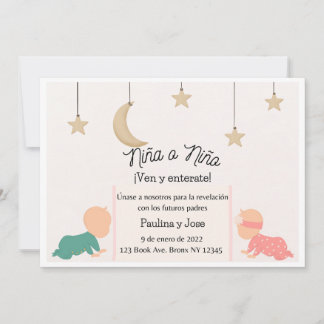 Invitation Simple de Révélation du Sexe du Bébé (E