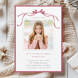 Invitation Simple Deep Blush Bow Graduation Party Photo