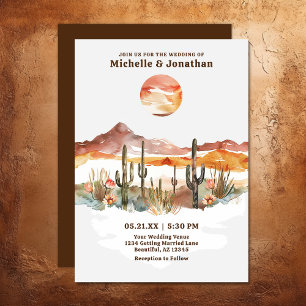 Invitation Simple Desert Cactus Western Boho Mariage
