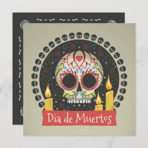 Invitation Simple Dia de Muertos Skull et bougies