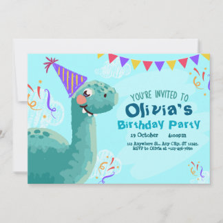 Invitation simple Dinosaur fête d'anniversaire