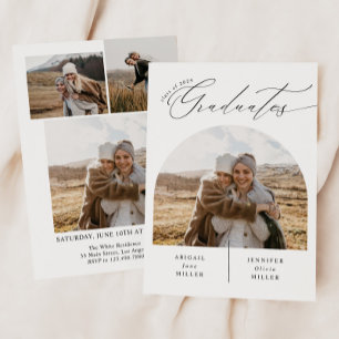 Invitation Simple Double fête Photo Graduation Party