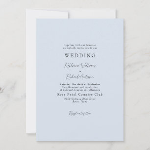 Invitation Simple Dusty Blue Aucun Mariage