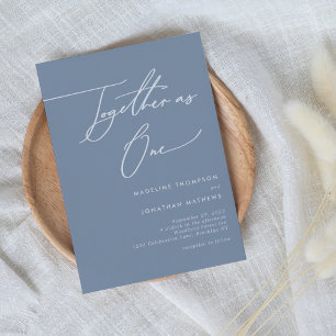 Invitation Simple Dusty Blue ensemble en un Mariage de script