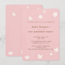 Simple Dusty Rose mignonne Daisies Fille fête d'an