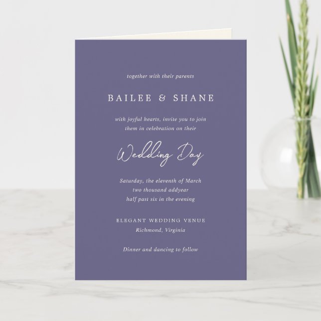 Invitation Simple Dusty violet Mariage moderne (Devant)