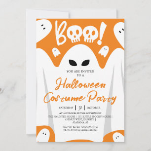 Invitation Simple Éffrayant Boo Ghost Halloween Costume Party