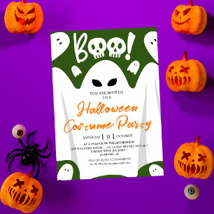 Invitation Simple Éffrayant Boo Ghost Halloween Costume Party