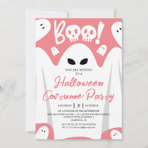 Invitation Simple Éffrayant Boo Ghost Halloween Costume Party