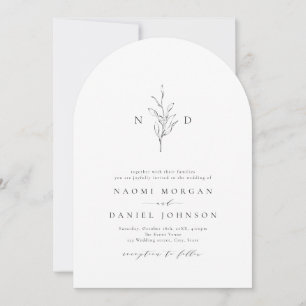 Invitation Simple élégance botanique monogramme rustique mari