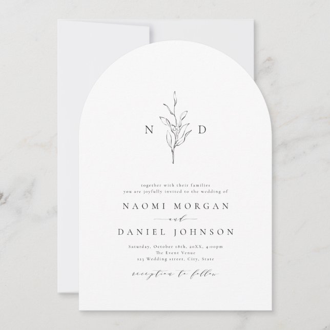 Invitation Simple élégance botanique monogramme rustique mari (Devant)