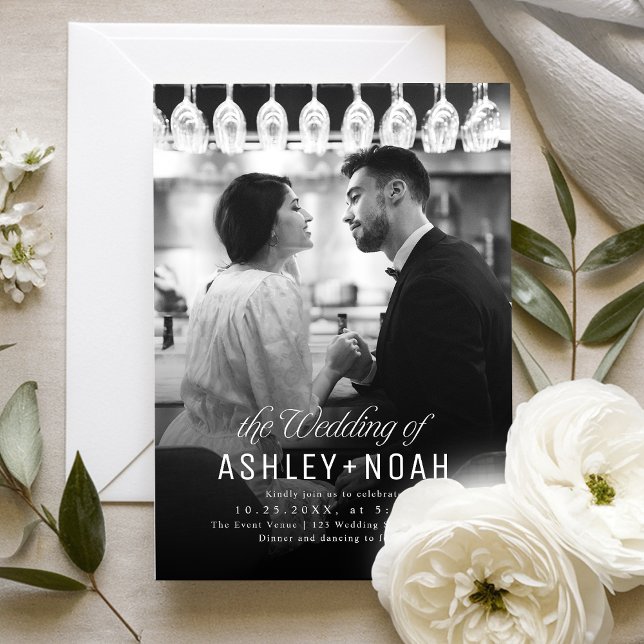 Invitation Simple Elegance Classy Script Photo Wedding  (Simple Elegance Classy Script Photo Wedding Invitation)