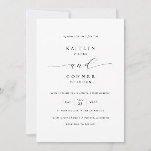 Invitation Simple Élégance Luxe Mariage Noir et Blanc