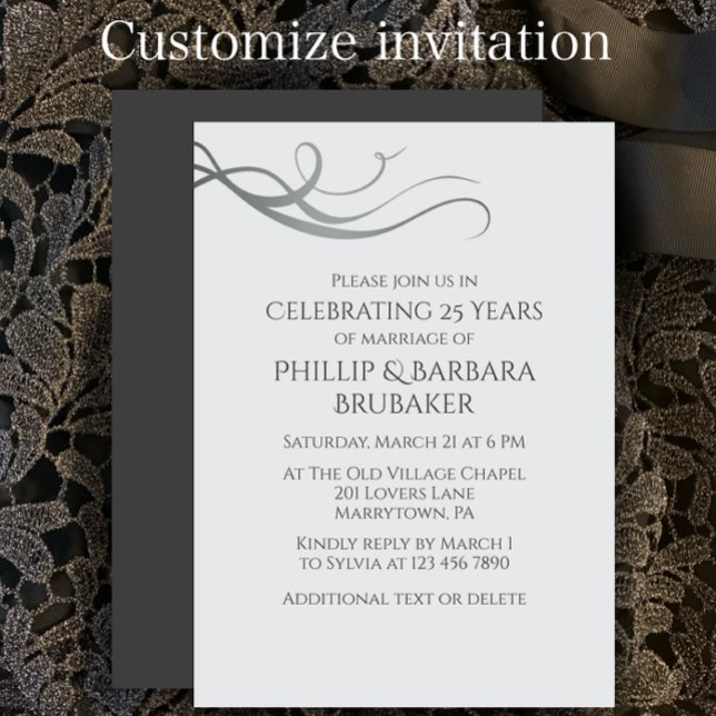 Invitation Simple Elegant 25th Wedding Anniversary Party  (Personalize this )