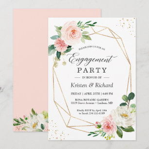Invitation Simple Elegant Blush Rose Floral Party