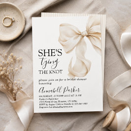Invitation Simple Élégant Bohème Crème d'Ivoire Nœud Mariage