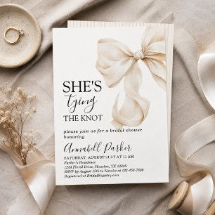 Invitation Simple Élégant Bohème Crème d'Ivoire Nœud Mariage