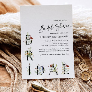 Invitation Simple Élégant Bohème Fleurs Sauvages Enterrement