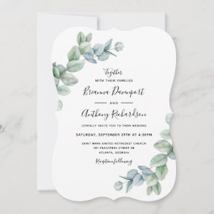 Invitation Simple Elegant Boho Eucalyptus Mariage de verdure
