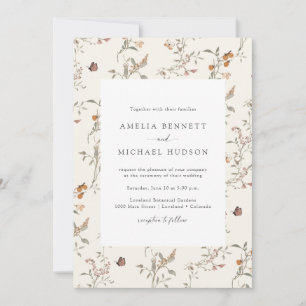 Invitation Simple Elégant Boho Rustique Mariage Floral