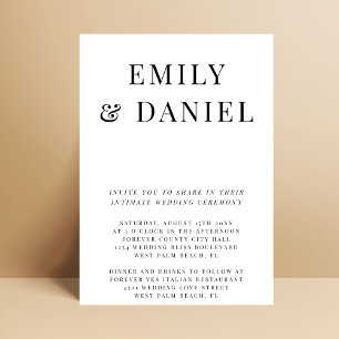 Invitation Simple Elegant Bold Intimate Courthouse Mariage