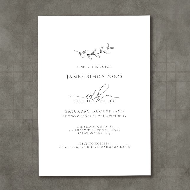 Invitation Simple élégant Botanique 60e anniversaire (Créateur téléchargé)