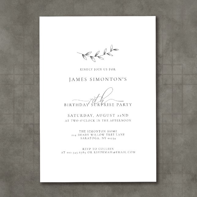 Invitation Simple élégant Botanique 70e anniversaire (Créateur téléchargé)