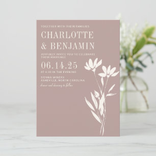 Invitation Simple Élégant Botanique Mauve Ivoire Mariage