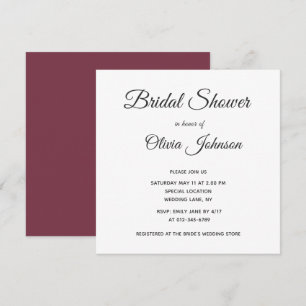 Invitation Simple Elegant Bourgogne et Fête des mariées blanc