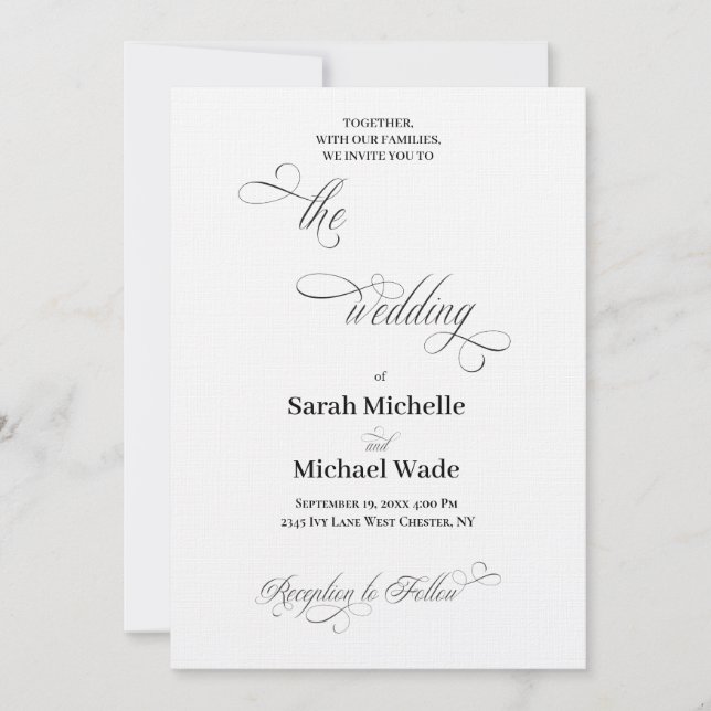 Invitation Simple Elegant Calligraphy Script Wedding (Devant)