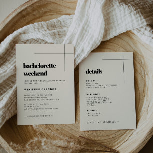 Invitation Simple Elegant Chic Bachelorette Week-end Crème