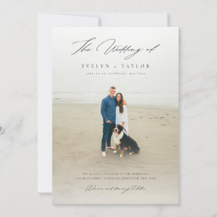 Invitation Simple Élégant Code QR Photo Mariage de Destinatio