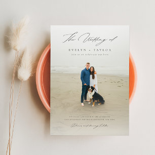 Invitation Simple Élégant Code QR Photo Mariage de Destinatio