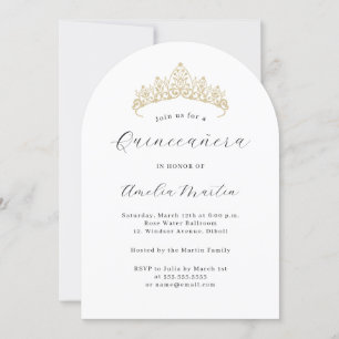 Invitation Simple Élégant Couronne Moderne en Arche pour Quin
