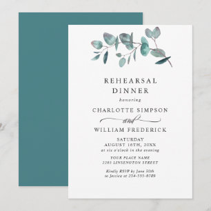 Invitation Simple Élégant Dîner de Répétition au Eucalyptus