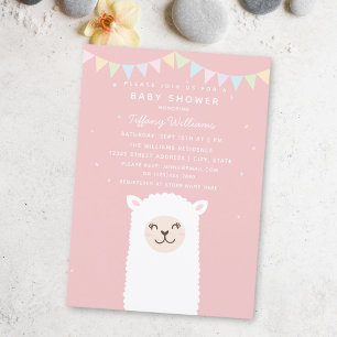 Invitation Simple Elegant Douce Alpaca Llama Baby shower fill