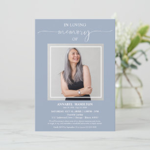 Invitation Simple Élégant En Mémoire Amoureuse Photo Funérair