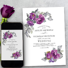 Invitation Simple Elégant Floral Purple Flowers Mariage