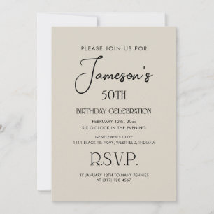 Invitation Simple Elegant Gentlemen's 50th Birthday Party